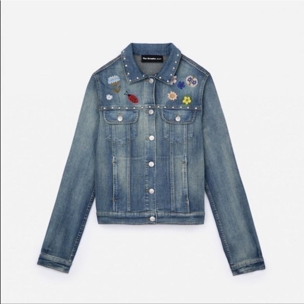 THE Kooples Denim Embroidered Jacket